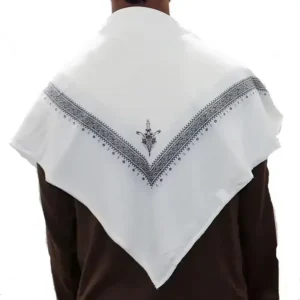 White Muslim Shemagh Scarf with Design